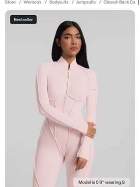 Better me Light Pink Sculpted Long-Sleeve Jumpsuit